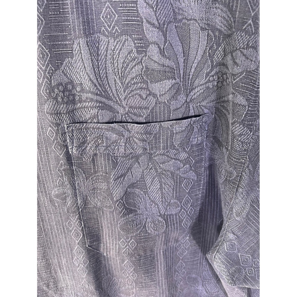 Jamaica Jaxx Mens XL Blue 100% Silk Jacquard Floral Camp Shirt Short Sleeve - Picture 4 of 14